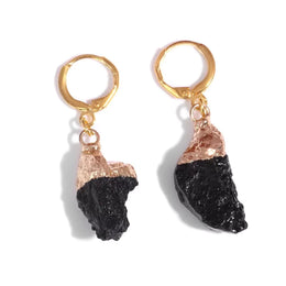 boucles d'oreilles pierre de lave "brut" cadeau lithothérapie femme 