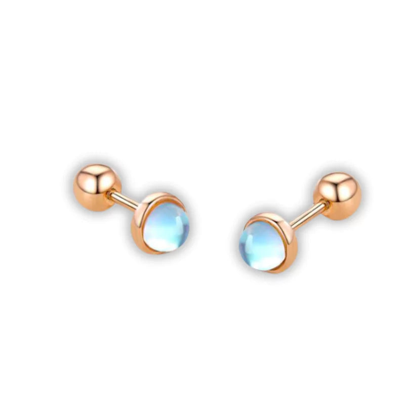 boucles d’Oreilles Pierre de Lune et Argent plaqué or rose, cadeau de lithothérapie pour femme et adolescente