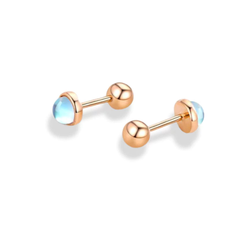 boucles d’Oreilles Pierre de Lune et Argent plaqué or rose, cadeau de lithothérapie pour femme et ados