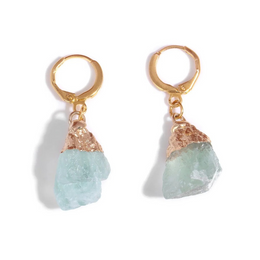 boucles d'oreilles pierre fluorite "brut" cadeau lithothérapie femme