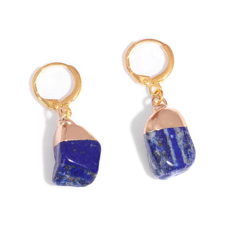 boucles d'oreilles pierre lapis-lazuli "brut" cadeau lithothérapie femme 