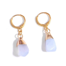 boucles d'oreilles pierre opale "brut" cadeau lithothérapie femme 