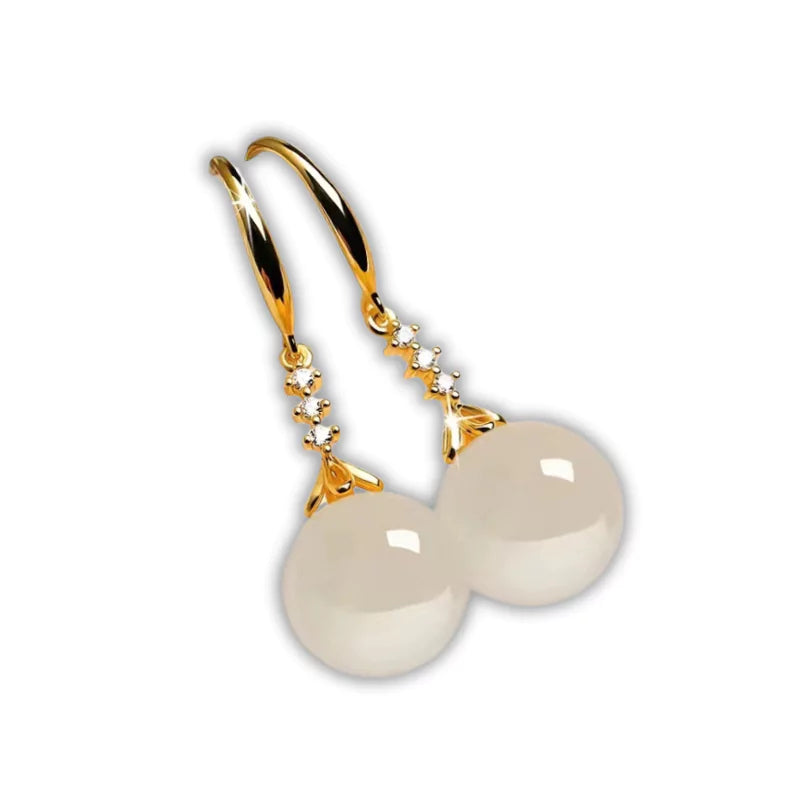 boucles d'oreilles pierre opale grise or cadeau lithothérapie femme 