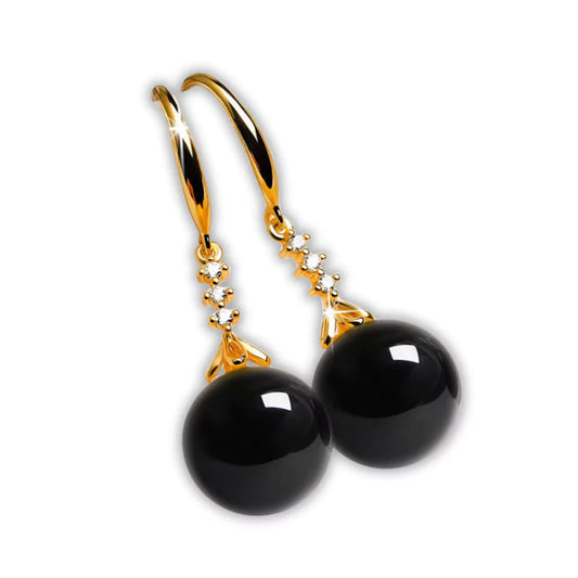 boucles d'oreilles pierre opale noire or cadeau lithothérapie femme 