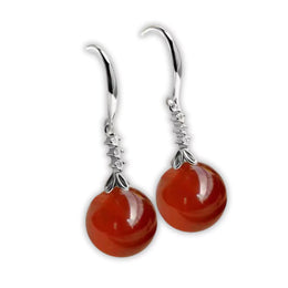 boucles d'oreilles pierre opale rouge argent cadeau lithothérapie femme 
