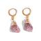 boucles d'oreilles pierre quarte rose "brut" cadeau lithothérapie femme 