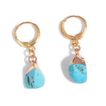 Boucles d'Oreilles Pierre Turquoise "Brut" - Vignette | Lithothérapie Naturelle