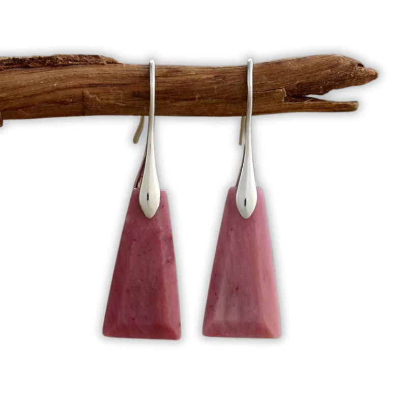  boucles d'Oreilles rhodonite "Bohème" argent