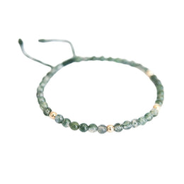 bracelet Agate Verte 6 mm Ajustable, cadeau homme et femme