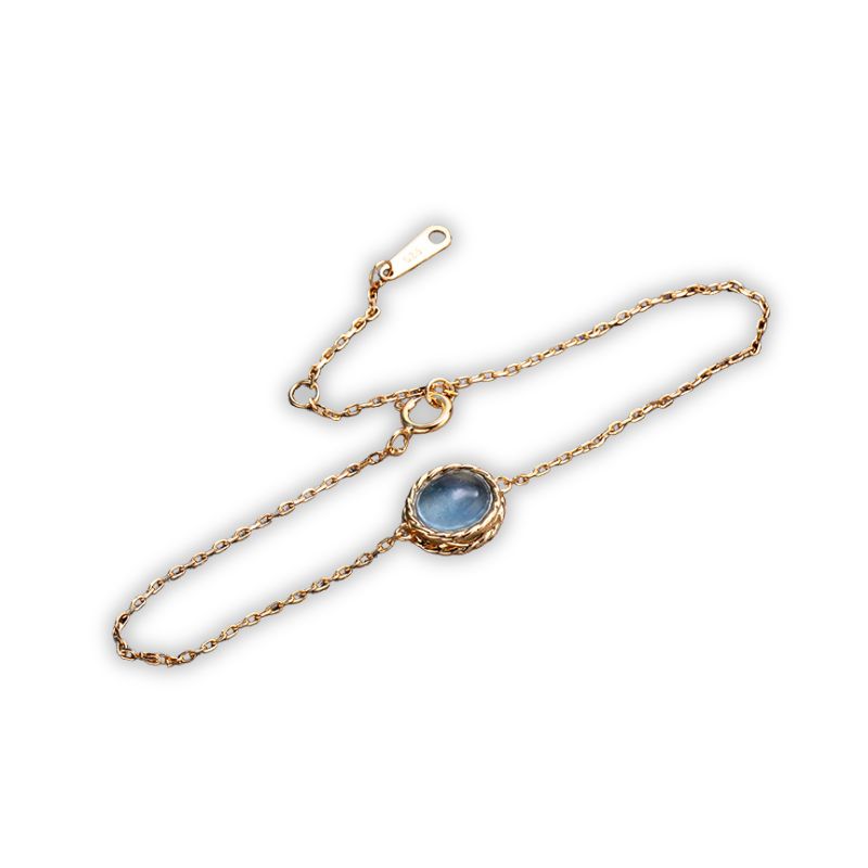 bracelet Aigue-marine plaqué Or, cadeau lithothérapie femme ,adolescente pour fêtes