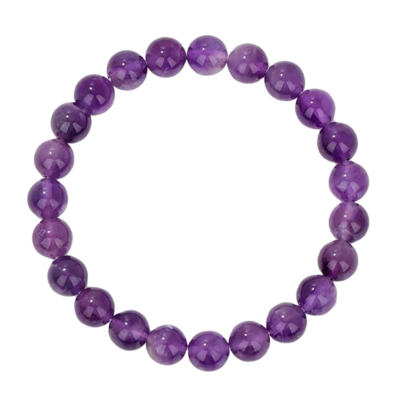 bracelet Améthyste Boules 8 mm - 19 cm, cadeau homme ou femme
