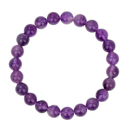 bracelet Améthyste Boules 8 mm - 19 cm, cadeau homme ou femme