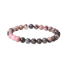 bracelet "Bien-être" Perles Rhodonite 6 mm du Brésil, cadeau homme et femme