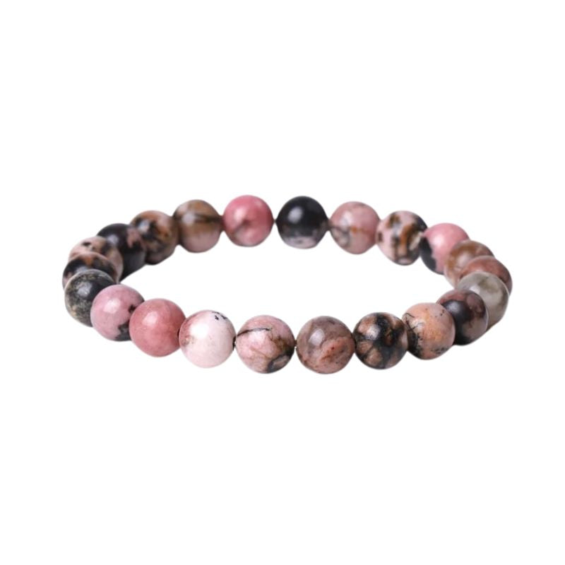 bracelet "Bien-être" Perles Rhodonite 8 mm du Brésil, cadeau homme et femme 
