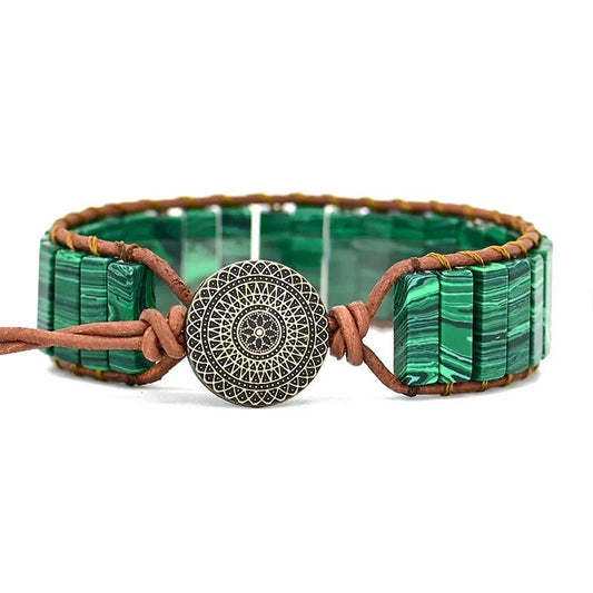 bracelet "Bohème" Malachite, cadeau de lithothérapie homme femme et ados pour fêtes