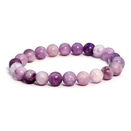 bracelet boules lépidolite 8 mm, cadeau lithothérapie femme et homme 