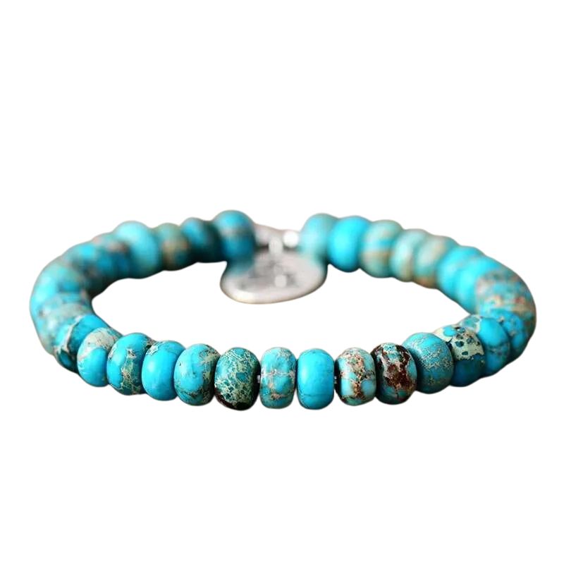 bracelet Buddha Jaspe Turquoise 10 mm, cadeau homme ou femme pour fêtes