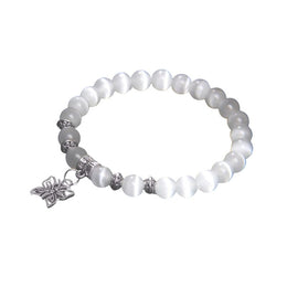 Bracelet butterfly papillon en perles de sélénite et alliage, cadeau homme, femme et ados
