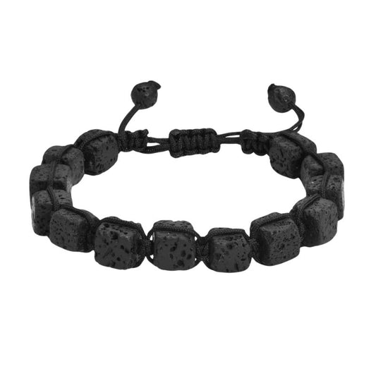 bracelet "Carré" Pierre de Lave ajustable, cadeau homme ou femme