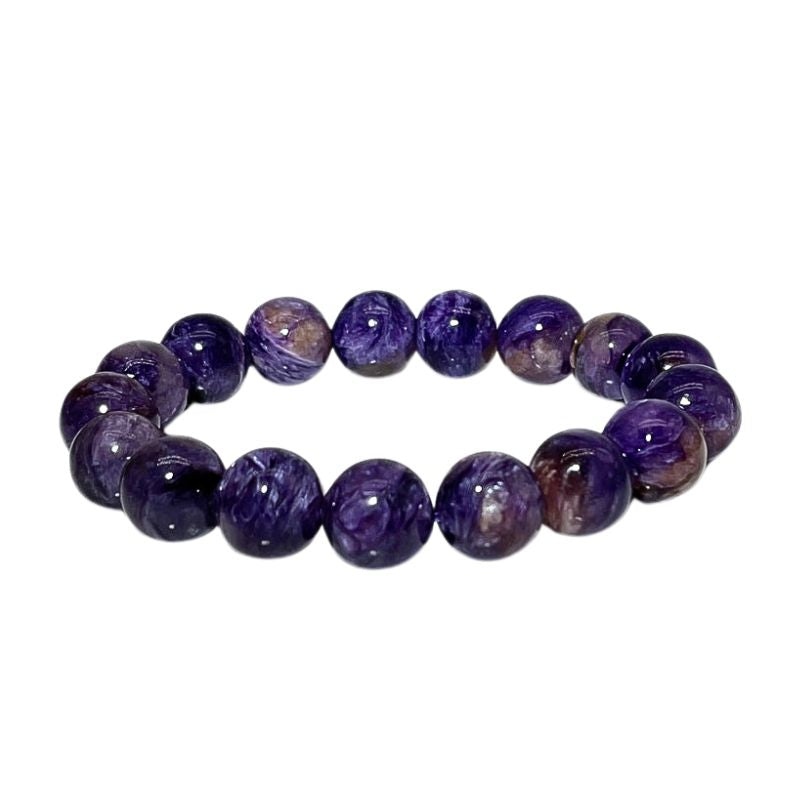 bracelet Charoite Boules 10 mm, cadeau femme et homme