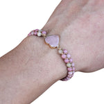 Bracelet Coeur de Rhodonite Tressé Ajustable - Vignette | Lithothérapie Naturelle