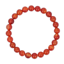 Bracelet Cornaline Boules 8 mm -19 cm, cadeau homme ou femme