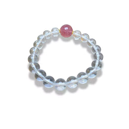 bracelet cristal blanc et quartz fraise, cadeau homme