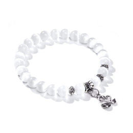 Bracelet "Cygnes" Perles de Sélénite et alliage, cadeau homme femme et ados