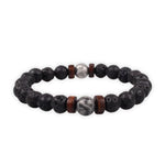 Bracelet "Dada" Pierre de lave et Jaspe Grise - Vignette | Lithothérapie Naturelle