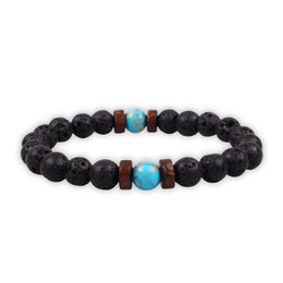 Bracelet "Dada" Pierre de Lave et turquoise, cadeau homme ou femme