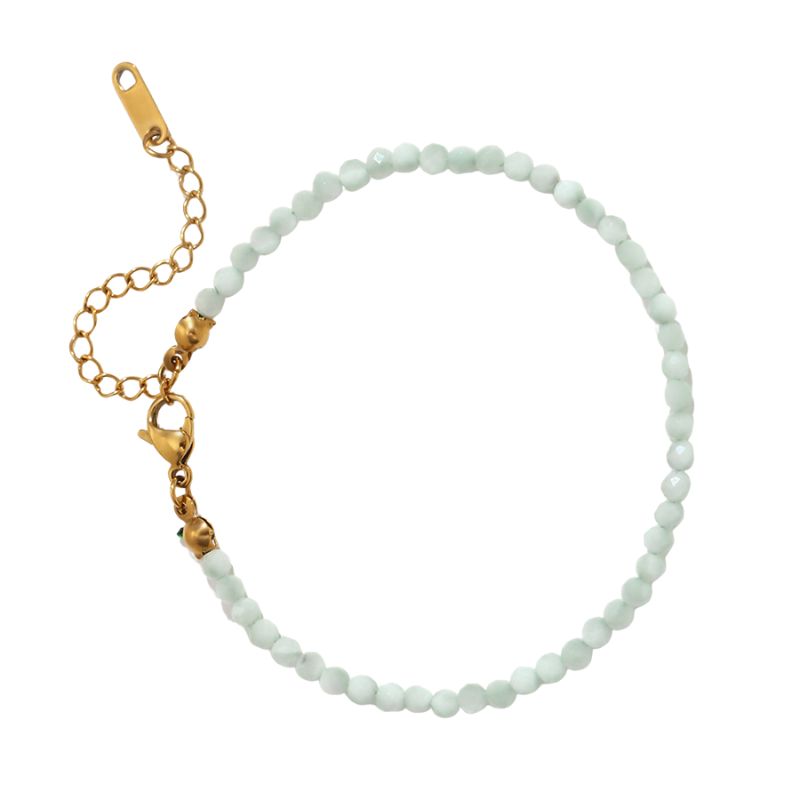Bracelet "Délicatesse" Perles aigue-marine Or - 20 cm, cadeau femme ou homme pour fêtes