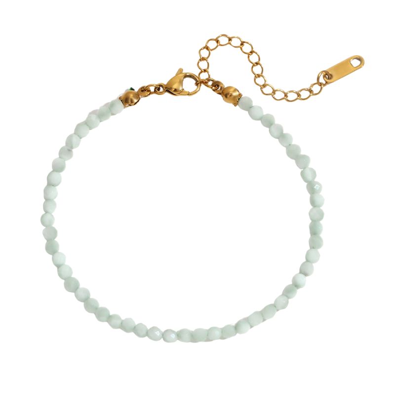 Bracelet "Délicatesse" Perles aigue-marine Or - 20 cm, cadeau femme ou homme