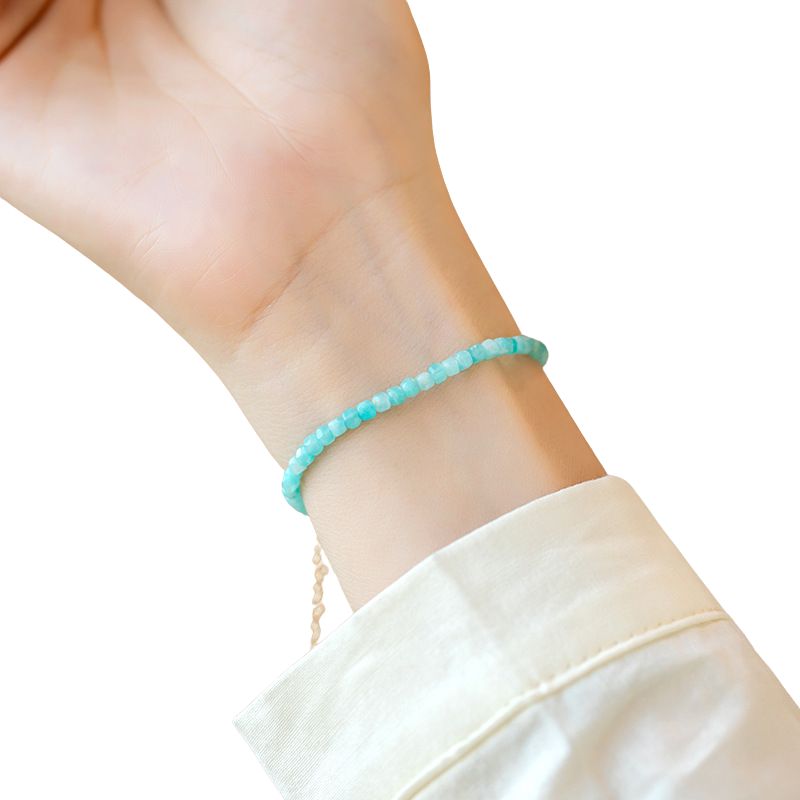 Bracelet "Délicatesse" Perles d'Amazonite 2 mm - 14 cm, cadeau pour femme et adolescente