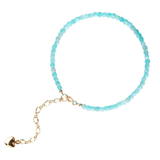 Bracelet "Délicatesse" Perles d'Amazonite 2 mm - 14 cm, cadeau pour femme, fêtes et anniversaire