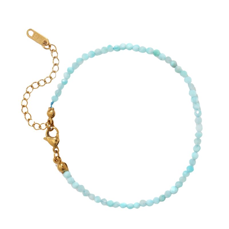 Bracelet "Délicatesse" Perles d'Amazonite Or - 20 cm, cadeau femme pour fêtes