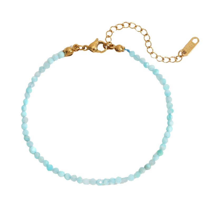 Bracelet "Délicatesse" Perles d'Amazonite Or - 20 cm, cadeau femme