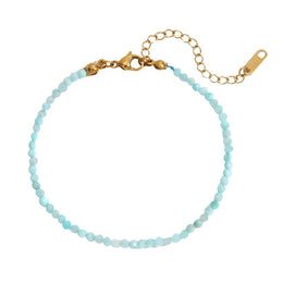 Bracelet "Délicatesse" Perles d'Amazonite Or - 20 cm, cadeau femme