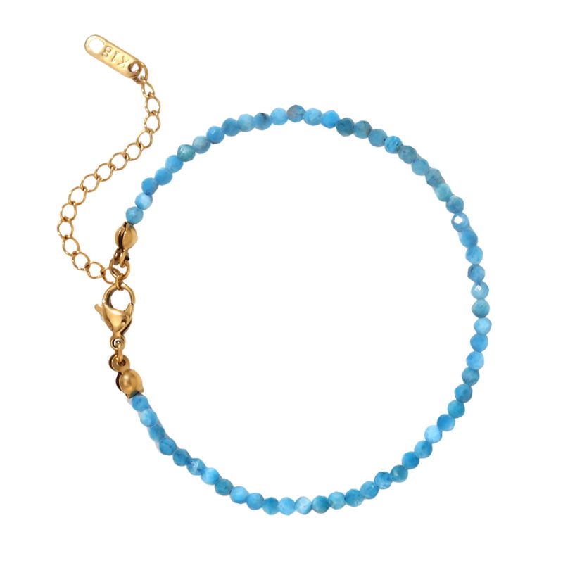 Bracelet "Délicatesse" Perles Apatite Or - 20 cm, cadeau femme ou homme