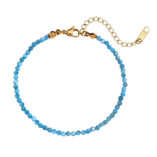 Bracelet "Délicatesse" Perles Apatite Or - 20 cm, cadeau femme 