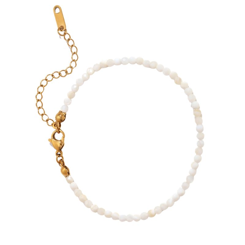 Bracelet "Délicatesse" Perles Pierre de jade blanc - 20 cm, cadeau femme ou homme pour fêtes
