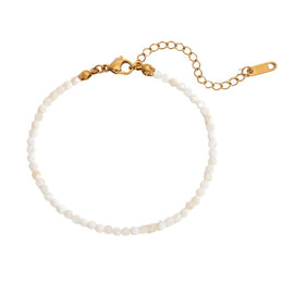 Bracelet "Délicatesse" Perles Pierre de jade blanc - 20 cm, cadeau femme