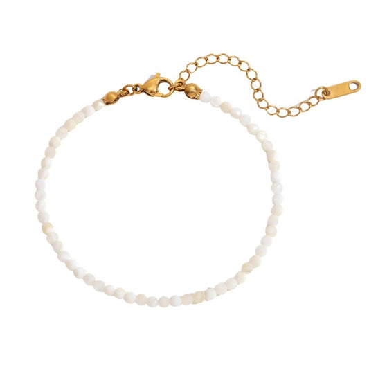 Bracelet "Délicatesse" Perles Pierre de jade blanc - 20 cm, cadeau femme