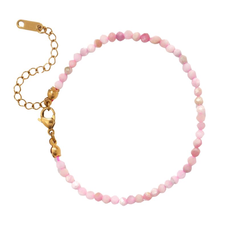 Bracelet "Délicatesse" Perles d'opale rose Or - 20 cm, cadeau femme ou homme pour fêtes