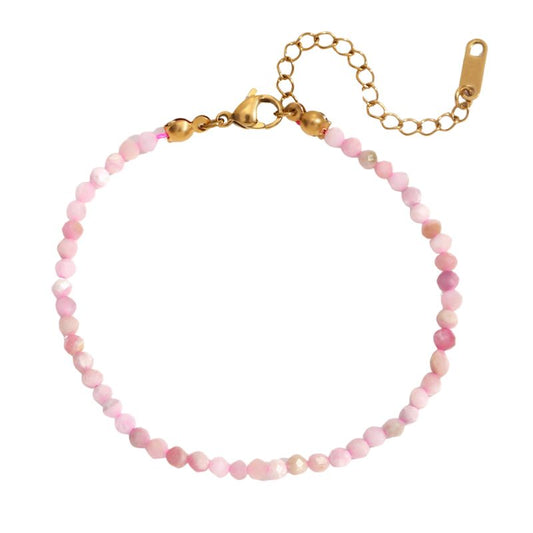 Bracelet "Délicatesse" Perles d'opale rose Or - 20 cm, cadeau femme