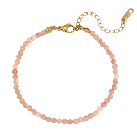 Bracelet "Délicatesse" Perles Pierre de soleil Or - 20 cm, cadeau femme
