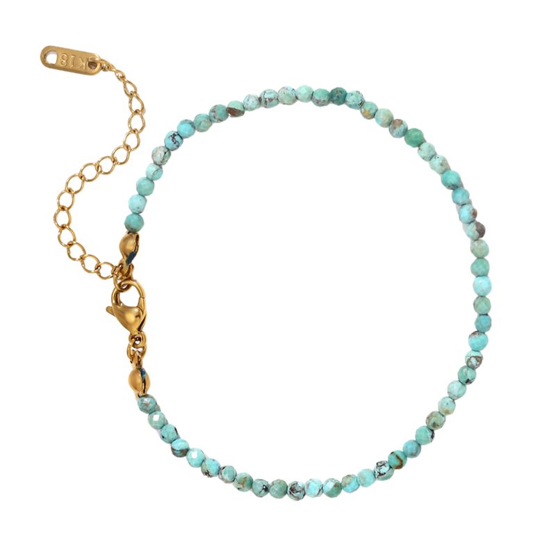 Bracelet "Délicatesse" Perles Turquoise Or - 20 cm, cadeau femme pour fêtes