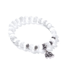 Bracelet "Élephant" Perles de Sélénite et alliage, cadeau homme, femme et ados