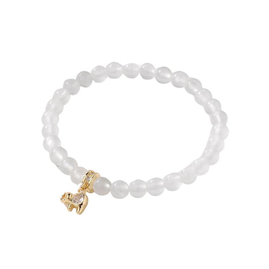 Bracelet "Éléphantite" en perles de sélénite, cadeau femme pour fêtes