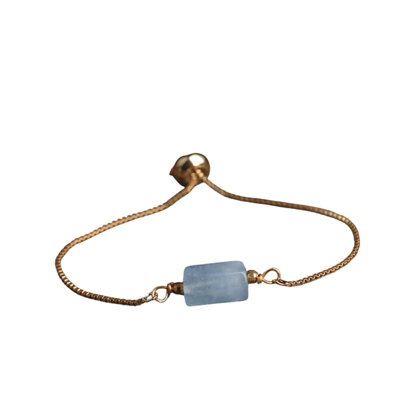 Bracelet fin "Exquis" Aigue-Marine ajustable, cadeau femme et homme