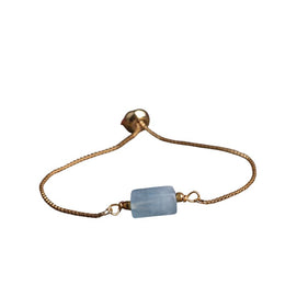 Bracelet fin "Exquis" Aigue-Marine ajustable, cadeau femme et homme